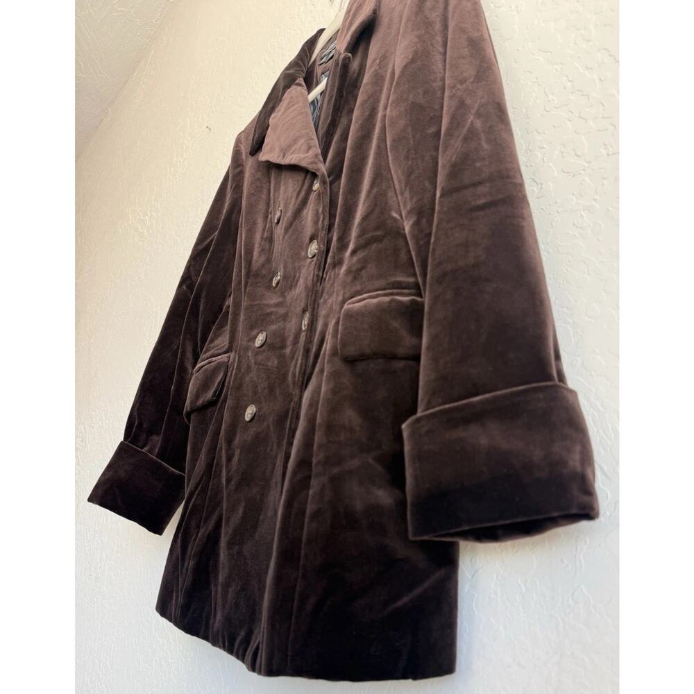 Vintage J Peterman Co. Brown Velvet Peacoat Womens Sz 8 Double Breasted USA Made - Picture 4 of 14